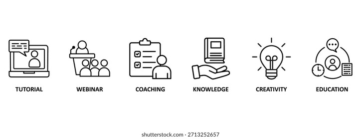 E-Learning. Gráfico com palavras-chave e ícones
