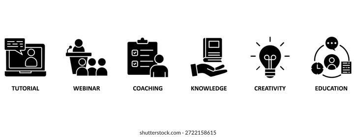 E-Learning. Chart with keywords and icons