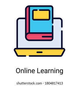 E-Learning-Farbliniensymbol einzeln auf weißem Hintergrund