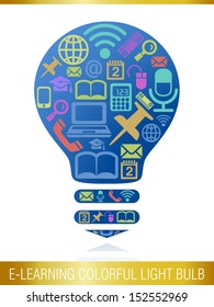 E-Learning Colorful Light Bulb.