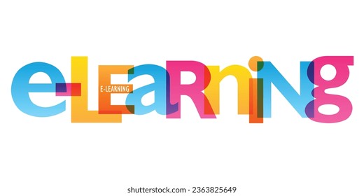 e-LEARNING colorful vector typography banner