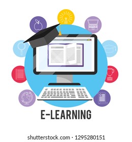 Elearning Computer Technology Graduation Cap Stock Vector (Royalty Free ...