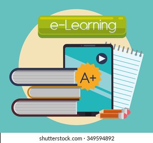 elearning concept with ebook icons  design, vector illustration 10 eps graphic.