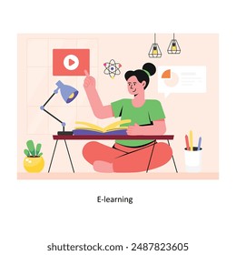 E-learning concept flat style stock illustration with background. EPS 10 File