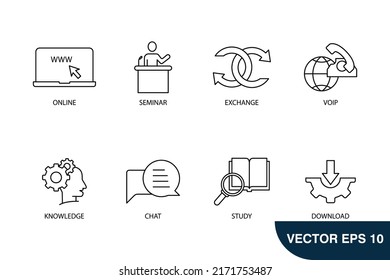 e-learning concept icons set . e-learning concept pack symbol vector elements for infographic web