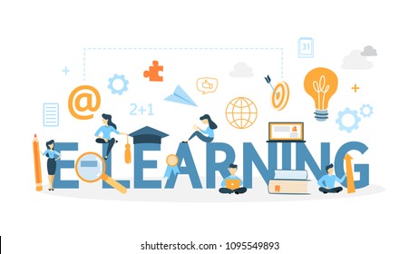 Elearning Concept Illustration Idea Studying Online Stock Vector ...