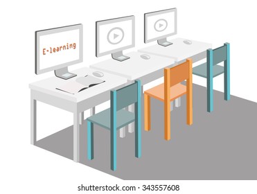 E-learning concept with online education vector illustration