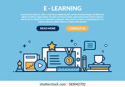 E-Learning concept for web site. Vector
