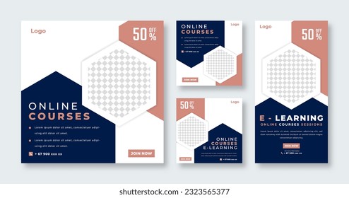 E-Learning Kurse Social Media Post für Online-Marketing-Werbebanner, Story und Web-Ads-Flyer