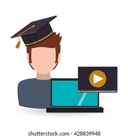 E-learning design. Education icon. Isolated illustration