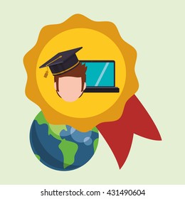 E-learning design. Education icon. Isolated illustration , vector