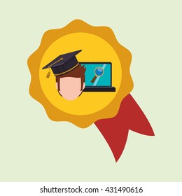 E-learning design. Education icon. Isolated illustration , vector