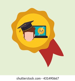 E-learning design. Education icon. Isolated illustration , vector