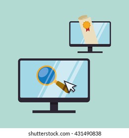E-learning design. Education icon. Isolated illustration , vector