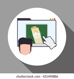 E-learning design. Education icon. Isolated illustration , vector
