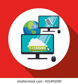 E-learning design. Education icon. Isolated illustration , vector