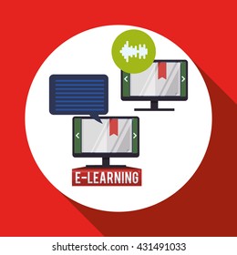 E-learning design. Education icon. Isolated illustration , vector