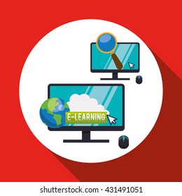 E-learning design. Education icon. Isolated illustration , vector