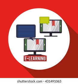 E-learning design. Education icon. Isolated illustration , vector