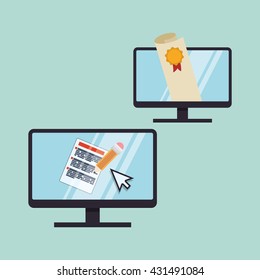 E-learning design. Education icon. Isolated illustration , vector