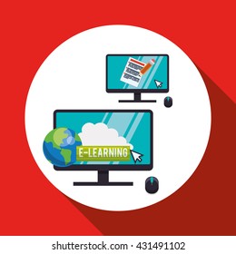 E-learning design. Education icon. Isolated illustration , vector