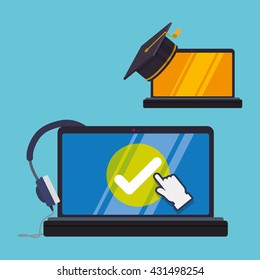E-learning design. Education icon. Isolated illustration , vector