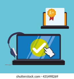 E-learning design. Education icon. Isolated illustration , vector