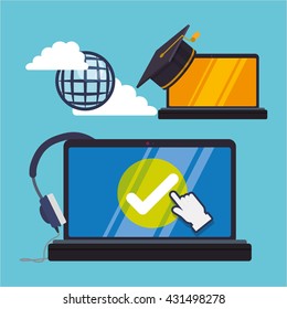 E-learning design. Education icon. Isolated illustration , vector