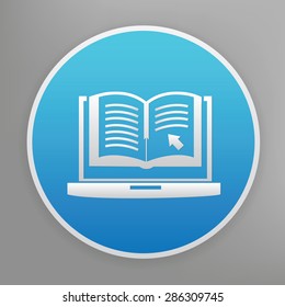 E-learning design icon on blue button,clean vector