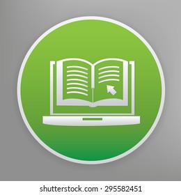 E-learning design icon on green button, clean vector