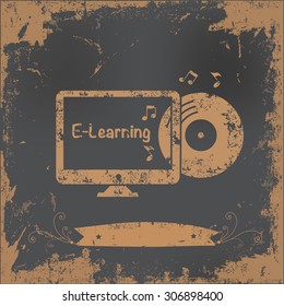 E-learning design on old paper background,vector