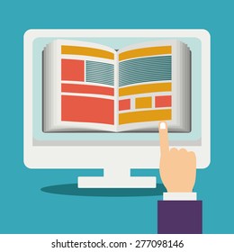 e-learning design over blue background, vector illustration