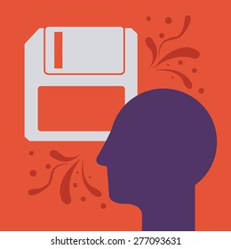 e-learning design over orange background, vector illustration
