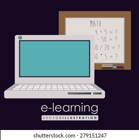 e-learning design over purple background, vector illustration