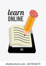 e-learning design over white background, vector illustration.