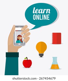 e-learning design over white background, vector illustration.