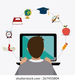 e-learning design over white background, vector illustration.