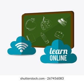 e-learning design over white background, vector illustration.
