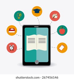 e-learning design over white background, vector illustration.