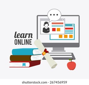 e-learning design over white background, vector illustration.