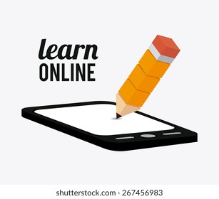 e-learning design over white background, vector illustration.