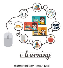e-learning design over white background, vector illustration
