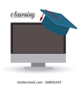 e-learning design over white background, vector illustration