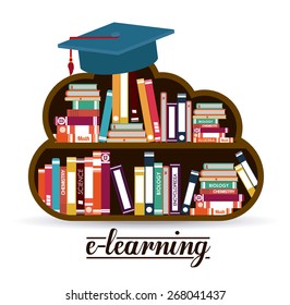 e-learning design over white background, vector illustration