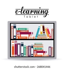 e-learning design over white background, vector illustration