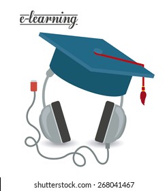 e-learning design over white background, vector illustration