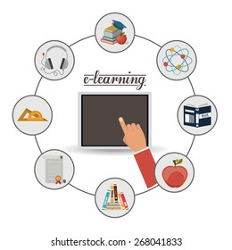 e-learning design over white background, vector illustration