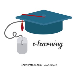 e-learning design over white background, vector illustration