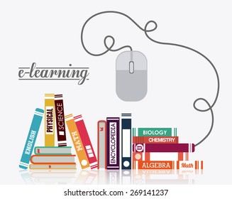 e-learning design over white background, vector illustration