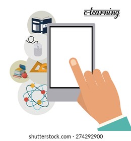 e-learning design over white background, vector illustration
